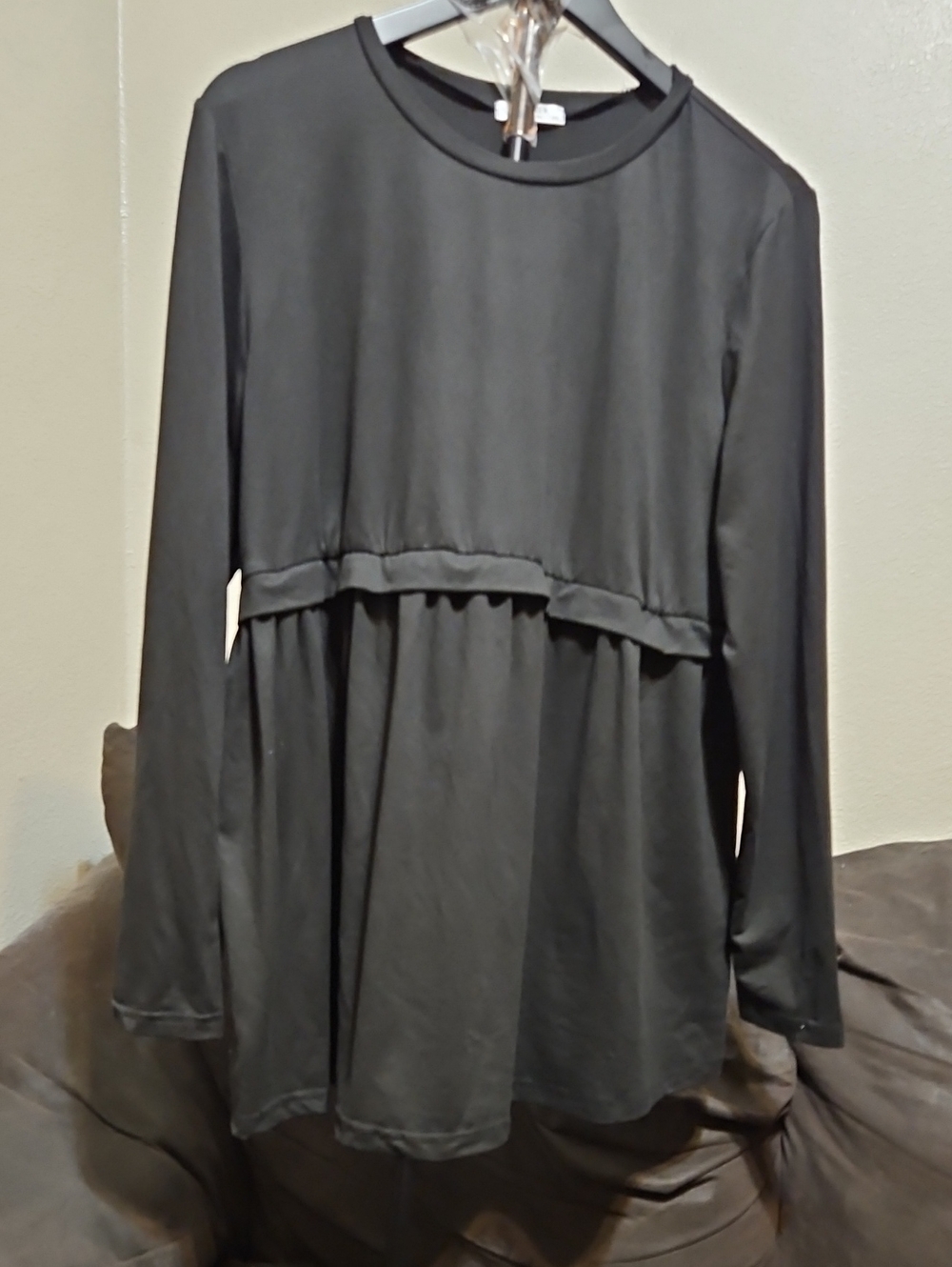 Long Sleeve Black Peplum Tunic Top